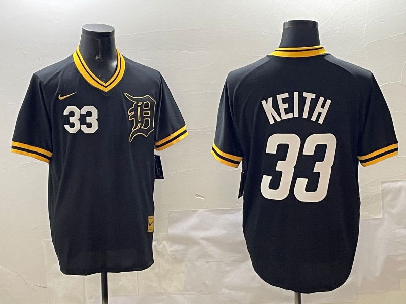 Men Detroit Tigers #33 Keith Black Gold Game 2025 Nike MLB Jersey style 4